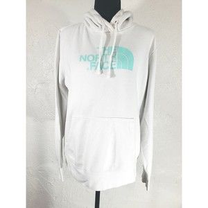 The North Face Women's L White Mint Logo Hoodie Pullover Sweatshirt